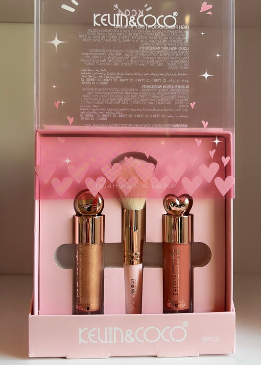 Liquid Highlighter-Blush-Brush Set