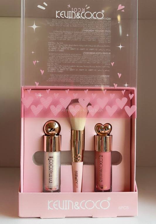 Liquid Highlighter-Blush-Brush Set